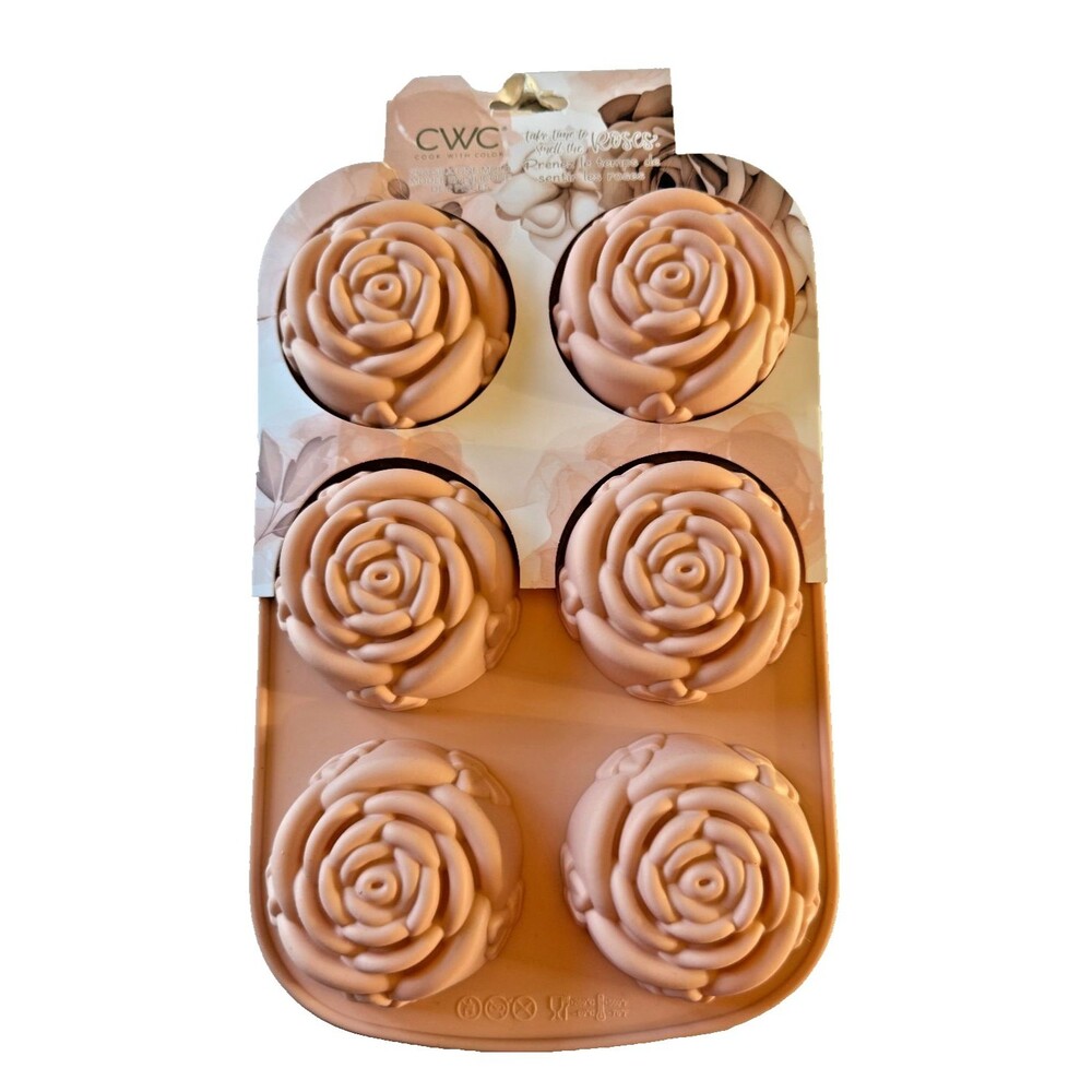 CWC Silicone Rose Flower Mold for Handmade Soap Jelly Chocolate Cakes Set of 2